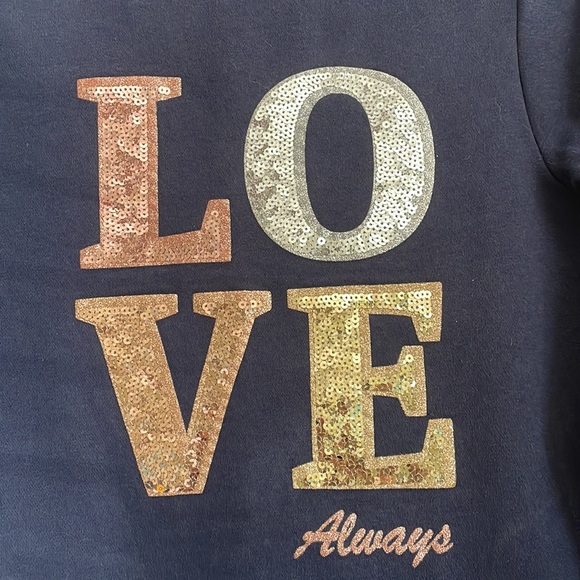 Girls H&M navy sweatshirt with LOVE in sequins - Picture 2 of 3